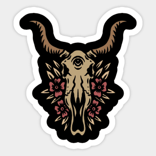 bull skull tattoo Sticker